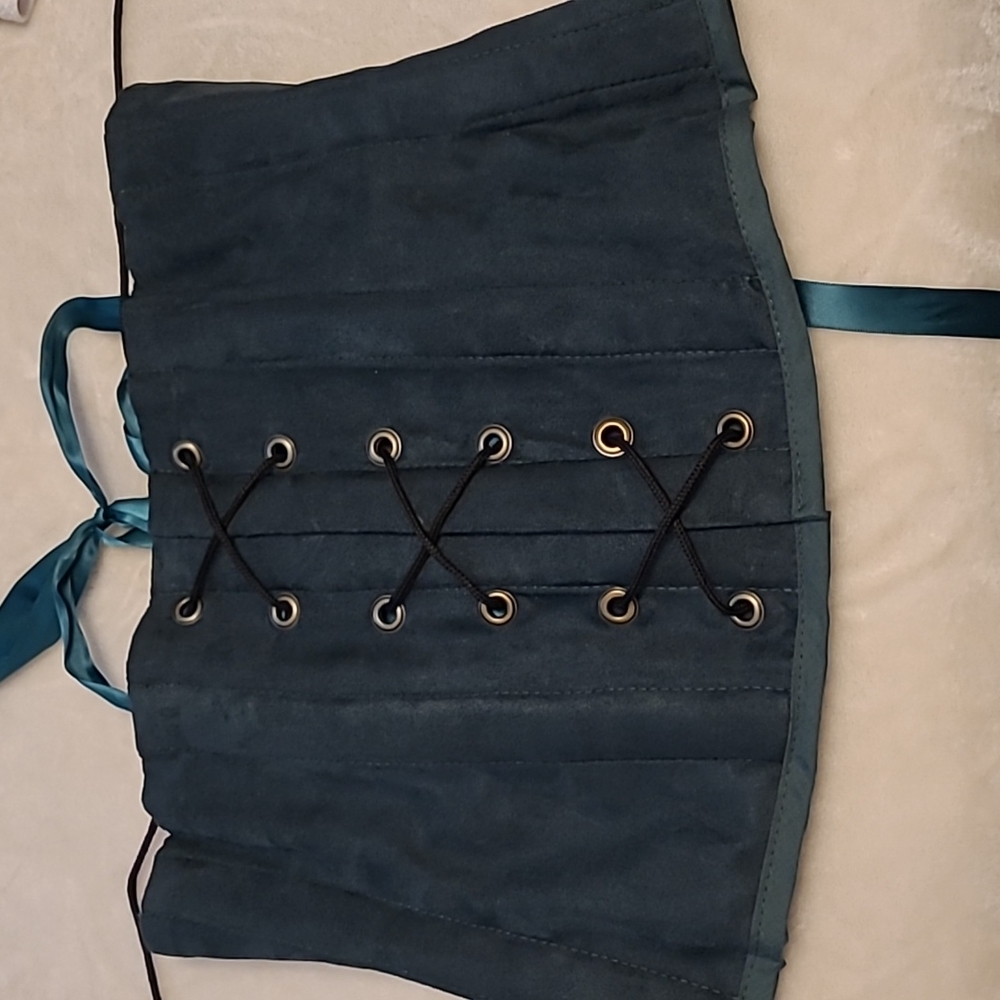 Hand made green velvet corset